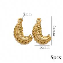 5 mặt dây chuyền hỗn hợp bằng thép không gỉ 304 mạ vàng 18K, hình trái tim/hoa/lá, dùng để tự làm trang sức. - mặt dây chuyền - Xem 15