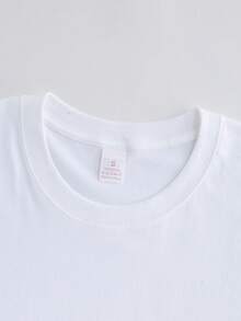 Limited Edition Graphic Print T-Shirt, Dropped Shoulders, Short Sleeves, Round Neck, Casual Style For Spring And Summer, Women's Clothing, Lightweight Cotton. - 白色 - 查看 5