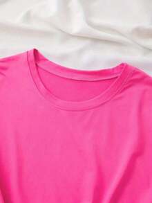 Camiseta playera gráfica dama mujer manga corta cuello redondo casual cómoda fresca ligera moderna juvenil corte regular estampado sombrero vaquero cowboy cowgirl corazón lazo cuerda boho bohemio - Rosa Fucsia - Ver 5