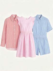 1块条纹布料，手工服装DIY缝纫材料 - 藍色 - 查看 5