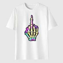 Colored Skulls Are Despised Camiseta Unisex De Jersey Para Adultos Con Cuello Redondo Regular Y Mangas Cortas Hecha De Fabricada Con Material Elástico, Es Fácil De Cuidar Y Se Puede Lavar A Máquina, Perfecta Para El Uso Diario. Ideal Para Atuendos Casuales - Adecuada Para Todas Las Estaciones. - Blanco - Ver 3
