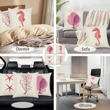 Juego de 4 Cojines Decorativos Sala, Fundas para Cojines de Sala de 45x45cm, Fundas para Cojines con Cierre de Cremallera Oculto, Algodón de Lino, para Cama Rojo - Rojo - Ver 7