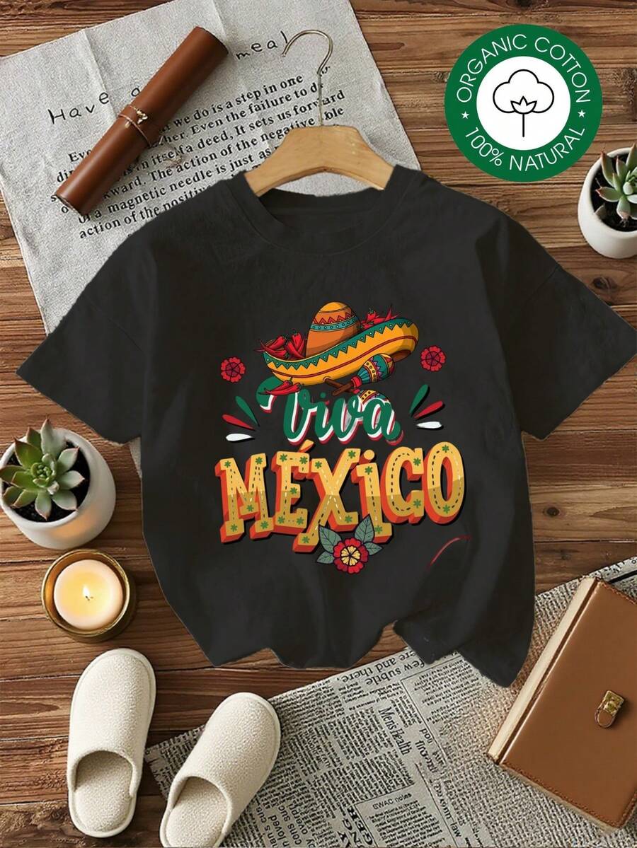 Camiseta de Mujer MYNOVA C, Camiseta de Algodón Suave para Mujer con Diseño de Fiesta Viva México, Regalo para Amigas, Fiesta de Verano, Vestidos de Mujer a la Moda para Verano, Casual, Perfecta para Todas las Temporadas, Tallas S M L XL, Tops para Salir de Noche para Mujer - Negro - Ver 1