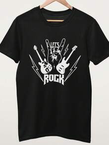 Camiseta de Estrella de Rock--¡Luce tu estilo rock!Tema de banda de guitarra para adultos y adolescentes.Camiseta para el Día de la Estrella de Rock.Camiseta de rock unisex, adecuada para la escuela--Los maestros usan tablas de multiplicar.camisas de mujer sudaderas para mujer sueter blusa casual mujer verano vestidos de graduación - Negro - Ver 6
