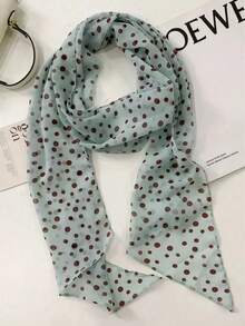 Bufanda larga de estilo casual francés, de color café de alta gama con estampado de lunares, accesorio fino y versátil para damas, de estilo coreano - Multicolor - Ver 4