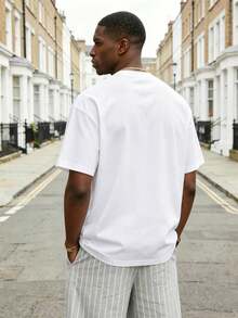 Men's Short-Sleeved, Round-Neck T-Shirt, Summer Casual Style, With Emo Trap Rap And Rock Aesthetics, And An Eboy Style.This Lightweight Men's T-Shirt Is A Versatile Summer Basic Garment,  In Color And Short-Sleeved.Sold Individually, Ideal For Family Matching.An Elegant Casual Printed T-Shirt With A Relaxed Fit, Perfect For Everyday Wear. - White - View 2
