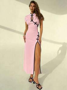 Women Midi Dresses - 淡粉紅色 - 查看 7