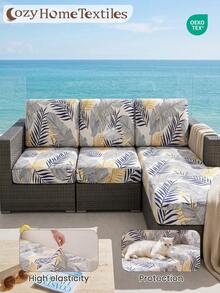 1pc Printed Sofa Cover, High Elasticity, Simple And Modern Style, Soft & Skin‑Friendly, Room Decor, Suitable For Living Room Single Sofa, Double Sofa, Three‑Seat Sofa, L‑Shaped Combination Sofa, Various Occasions, Sold Individually, Autumn Home Decor - Multicolor - View 3