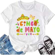 Cinco De Mayo Shirt For Women |     Camiseta de Vacaciones Fiesta Mexicana |     Camiseta del Festival del 5 de Mayo |     100% Algodón, Cuello Redondo, Manga Corta |     Top Casual de Verano Transpirable |     Perfect For Party & Celebration Wear Blusas Para Mujer Camisa - Blanco - Ver 7