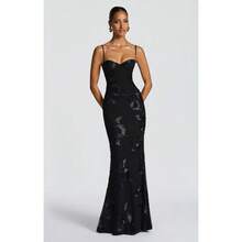 Vestido Tirante con Estampado Floral Bordado - Negro mate - Ver 8