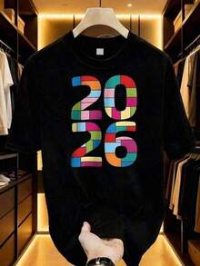 Camiseta de Algodón con Estampado Gráfico de Fútbol Mundial 2026 para Hombre. Estilo Deportivo Casual. Tela Suave y Transpirable para Uso Diario. Regalo Perfecto para Aficionados al Fútbol. &amp;         Camisetas gráficas para hombre, camisetas cortas, conjuntos de ropa, camisetas artísticas para hombre activo.summerTee - Negro - Ver 1