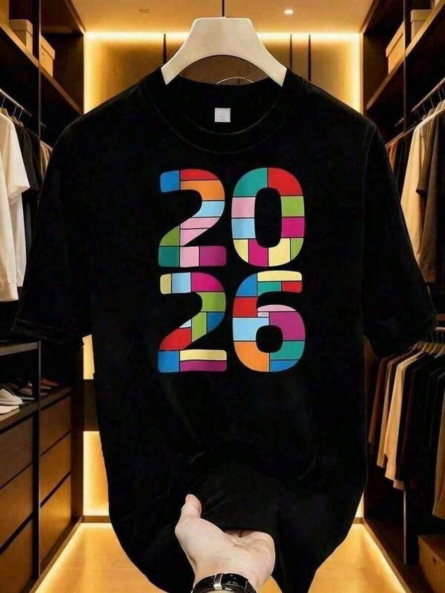 Camiseta de Algodón con Estampado Gráfico de Fútbol Mundial 2026 para Hombre. Estilo Deportivo Casual. Tela Suave y Transpirable para Uso Diario. Regalo Perfecto para Aficionados al Fútbol. & Camisetas gráficas para hombre, camisetas cortas, conjuntos de ropa, camisetas artísticas para hombre activo.summerTee - Negro - Ver 1