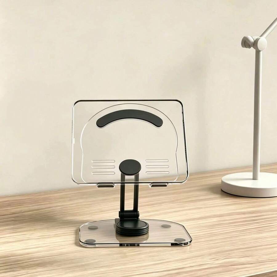 New Arrival Acrylic Tablet Stand Holder, Compatible With 4.7-13 Inch Devices, Rotatable & Foldable Desktop Slouchy Bracket, Non-Slip Multi-Functional Stand - Transparent White - View 1