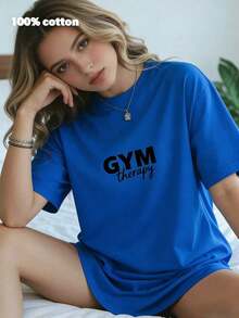Camiseta Gráfica Casual de Manga Corta para Mujer, Ideal para Vacaciones de Verano y Gimnasio - Cuello Redondo Casual, 100% Algodón, Suave y Transpirable, Corte Relajado - Perfecta para Entrenamientos, Fitness, Amantes del Gimnasio y Uso Diario. Estilo Retro Pop de los 90 para Todos los Géneros. - Albaricoque - Ver 7