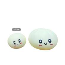 Stress-Relief Toy: Colorful Expression Buns, Simulated Char Siu Buns, Squeeze Toys For Children, Large Stress-Relief Buns, Small Steamed Buns - Bánh bao nhỏ nhân pectin - màu xanh dương (kèm khuôn hấp) - Xem 5