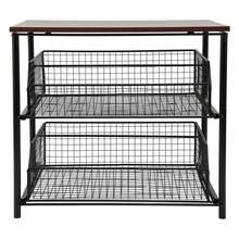 Coffee Pod Storage Organizer With 2 Sliding Baskets – Coffee Machine Stand For Counter, Walnut Top & Sturdy Metal Frame, Holds Up To 10kg Per Layer, Coffee Bar Stand For Kitchen Living Room - Walnut Wood - View 9