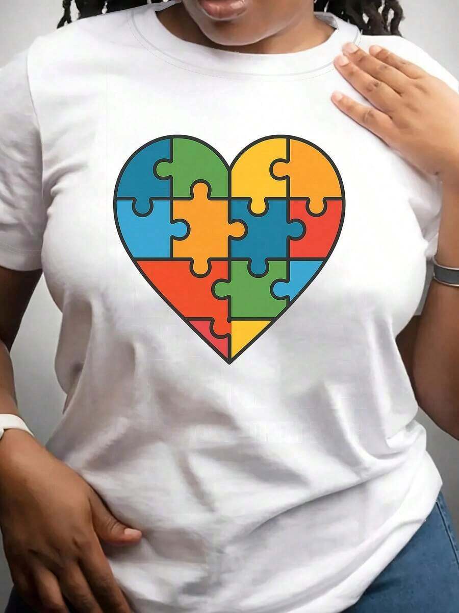 Ropa Curvy En Oferta Y Una Camiseta De Manga Corta Para Mujer, Informal, CóModa Y Suave, De Corte Holgado, Adecuada Para Actividades Al Aire Libre En Primavera Y Verano.Camiseta De ConcientizacióN Sobre El Autismo Para Mujeres, Con Un DiseñO De Rompecabezas En Forma De CorazóN Y El SíMbolo Del Autismo "A".Camiseta De Cuello Redondo, Informal Y De Corte Holgado, Suave Y CóModa Para Primavera Y OtoñO, Adecuada Para Padres, Cuidadores Y Apoyadores De Personas Con Autismo.Blusas Para Mujer,Blusas Casuales Para Dama,Tops,, Mujer Premium,Y2K,Playeras De Mujer Curvy,Ofertas Y Liquidaciones Ropa Mujer,Playeras Deportivas Para Mujer,,Playeras De Hombre, Mujer,Blusas>Elegante 2LABCamisetas Para Mujer Y2K - Blanco - Ver 1