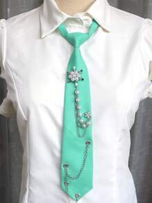 1pc Snowflake Chain Tie-Free Necktie, Casual Business Party Gift, Daily Preppy Street Style - Multicolor - View 23