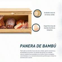 Bluelander Panera Bamboo 28 * 38 * 21 cm Panera de Gran Capacidad Panara para Pan Panera de Bambú Caja de Almacenamiento para Cocina Pan Caja de Madera para Pan con Ventana Transparente - Bamb - Ver 3