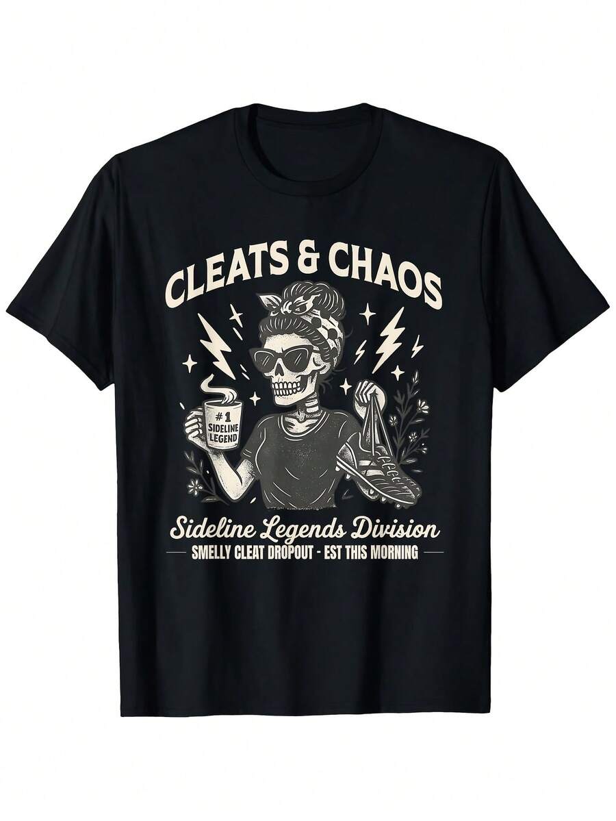 Camiseta de fútbol con estampado de esqueleto y zapatillas deportivas, modelo unisex. Ideal para usar en la grada del estadio con estilo divertido y es un regalo perfecto para los amantes del fútbol. Muy cómoda para salidas al aire libre y uso diario. Disponible en tallas S-2XL