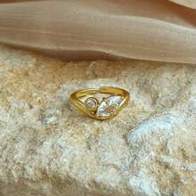 VKHK 1枚镶嵌奢华锆石的开口戒指，适合女士日常佩戴和婚礼佩戴，礼品 - 鑽戒 - 查看 3