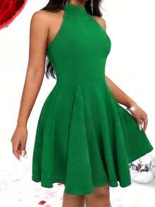 Vestido sin mangas con cuello halter para ropa de Año Nuevo - Verde - Ver 1