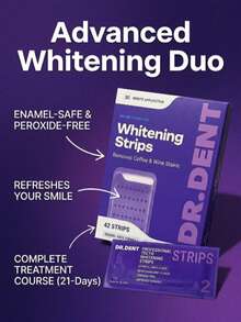 Purple Teeth Whitening Strips, 14Pcs Professional Dental Stain Remover, Peroxide-Free Sensitive Teeth Whitener, Rapid Whitening Patches For Coffee/Tea Smokers, 30-Min Instant Result Daily Dental Care. - Dải - Xem 3