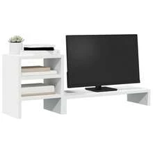 Soporte para monitor vidaXL con organizador en aglomerado blanco. - Multicolor - Ver 3
