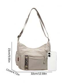Bolsa Transversal Personalizada com Design de Nicho Versátil e Casual, Bolsa de Ombro Fashionável de Alta Qualidade e Grande Capacidade com Vários Bolsos, com Alça de Ombro Especial, Adequada para Trabalho, Transporte, Compras, Jantar, Etc. - Bege - Visão 6