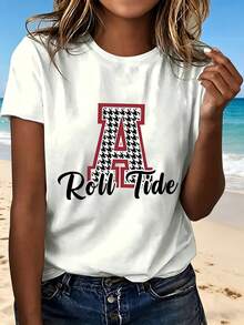 Roll Tide T Shirt With Fashion Design Casual Wear For Beach Outing Perfect Gift - Blanco - Ver 1