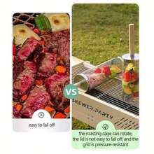 ✨Set Of 2 Rolling Grill Basket, Removable Wooden Handle, 304 Stainless Steel, Nesting BBQ Tools, Smoker Grilling Accessories For Vegetable, Outdoor Cooking Camping, Birthday Gifts For Men Dad Husband For Summer, Outdoor,Party,Birthday Gift, Swimming Pools|Birthday Party Gifts(2026 Enhanced Design)|Cool Summer Day| Suitable For Indoor And Outdoor Activities|Christmas & Halloween Gift|Newly Upgraded Thickened Edition|Suitable For Indoor And Outdoor Activities|Limited Quantity| Heartwarming Gift|Christmas Eve|New Year's Eve|Made Me Buy It: Must-Haves To Stock Up On|Pool Party Drink Toys|Summer Home|Gift For Him/Her,Anniversary Gift,Date✨ - A - View 5