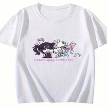Camiseta unisex de manga japonesa NEEDY OVERDOSE - Estampado de anime con dise?o Needy, cuello redondo casual para verano, lavable a máquina, disfraz de personaje de manga japonés adecuado para todas - Blanco - Ver 2