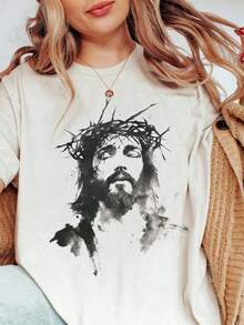 100% algodón ¡Novedad!Blusa de manga corta para mujer, diseño liso, ideal para estar en casa o para uso casual.Oferta por tiempo limitado.Preciosa blusa, cómoda y de largo regular.Lavable a máquina. - Blanco - Ver 7