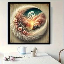 大型成人入门级钻石画工具套装：夜景、火车花卉，无框DIY 5D钻石画套装，全钻艺术刺绣，十字绣画，墙面装饰，家居装饰钻石艺术工艺品 - 圓鑽 - 查看 3