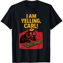 I Am Yelling Carl Screaming Cat Meme Graphic T-Shirt - Black - View 1
