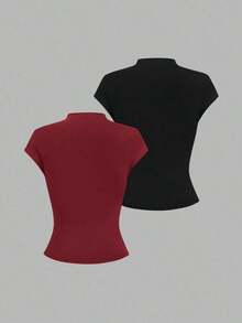 Nueva llegada Camiseta de unicolor, minimalista y versátil, adecuada para el transporte, primavera/verano - Multicolor 3 - Ver 2