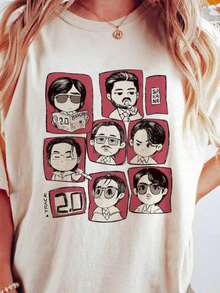 Garment With Cartoon-Style Character Illustrations, Creative Design, Ideal For A Casual, Fun And Personality-Filled Look. - White - View 1