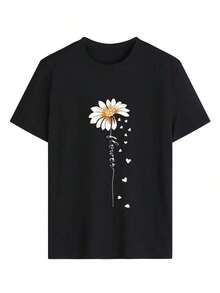 Free Shipping, Local Delivery In Mexico, Delivery In 4 Days. Women's Printed Short-Sleeved Summer T-Shirt, Polyester Fabric, Multifunctional Style, Regular Fit, 180 Grams, 1 Unit. - Black - View 2
