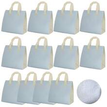 12 bolsas de almuerzo aisladas desechables bolsas térmicas para llevar para entrega de alimentos fiestas bebidas picnic día festivo azul claro y marfil - Azul claro y marfil - Ver 2