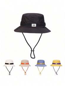 1pc Men's Contrast Color Patchwork Fishing Bucket Hat, Fashionable Sun Protection Casual Hat For Spring, Autumn, Travel, Beach, Party - Multicolor - View 1