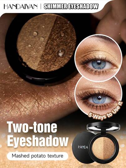 Shiny Eyeshadow Duo Palette, Waterproof Long-Lasting Pearlescent Glitter Eyeshadow, Suitable For Daily Party Makeup