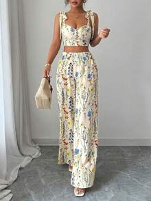 Women's elegant printed camisole and trouser suit for everyday wear - Blanco - Ver 4