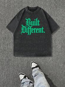 Camiseta casual vintage cómoda y lavada para mujer, camiseta de manga corta con cuello redondo,% algodón lavado y versátil para hombre, adecuada para uso diario y atuendos de, estilo unisex. - Negro - Ver 6