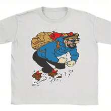 Men's Captain Haddock Graphic Tees, Cool Short Sleeve Crew Neck Summer Tees, Plus Size - White - View 2