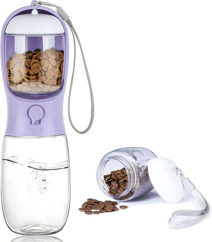 2-In-1 Pet Travel Water Bottle & Food Container, Portable Dog Drinking And Feeding Bowl For Puppies, Small & Large Dogs, Camping, Hiking And Vacation
