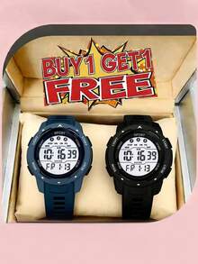 Buy 1 Get 1 Free, 2pcs/Set Unisex Sports Watch With Pedometer, Alarm Clock, Backlight Function, Couples/Students Watch - Multicolor - View 12