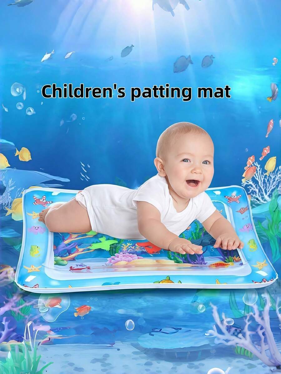 1 pieza Colchoneta inflable para tiempo de barriga con diseño de llenado de agua, para entrenamiento de gateo y agarre de manos de bebés, colchoneta de juego interactivo padre-hijo para niños y niñas