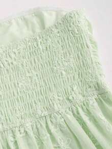 Top tubo con fruncido bordado para mujer, conjunto de estilo Y2K - Verde - Ver 6