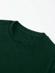 Camiseta ajustada de cuello redondo en color café talla grande para mujer - Verde Oscuro - Ver 4