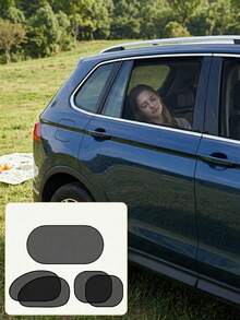1 Set Mesh Car Window Sunshade, UV Protection Heat Insulation Side Window Curtain, Universal High Definition Driving Vision Car Sunshade - Car Window Mesh - View 2